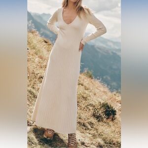 NWT Marine Layer Jade Midi Sweat Dress in Oat Cream - Size M